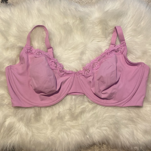 NEW SKIMS Fits Everybody Lace Unlined Scoop Bra Underwire, Petal Lilac, 46DD - Picture 5 of 11